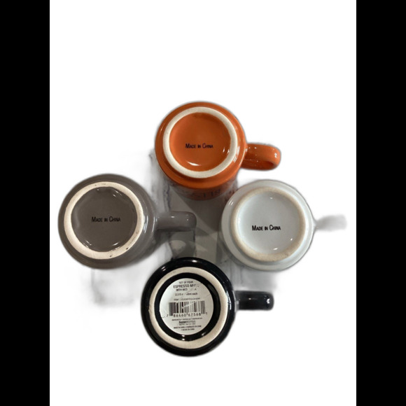 Home Essentials Set of 4 Ceramic Multicolored Espresso Cups with Metal Holder. - Picture 4 of 5